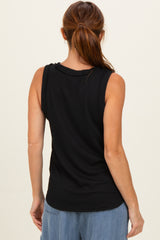 Black Ribbed Sleeveless Top