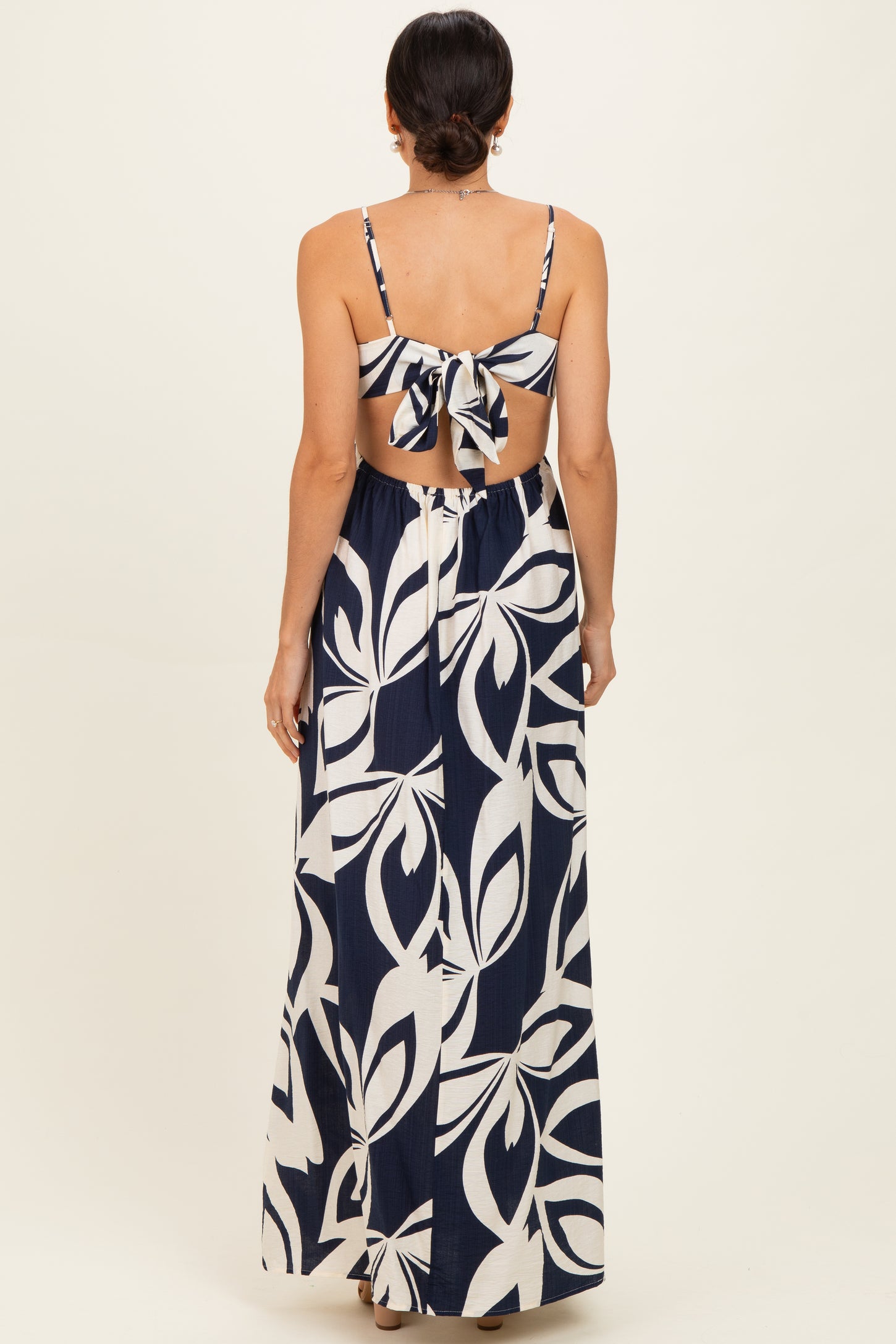 Navy Floral Cutout Halter Maxi Dress – PinkBlush