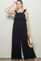 Black Ruffle Strap Maternity Wide Leg Jumpsuit