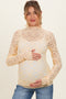 Butter Yellow High Neck Fitted Sheer Lace Maternity Top