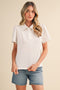 White Lace Trim Polo Shirt