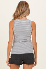 White Striped Ribbed Knit Maternity Tank Top
