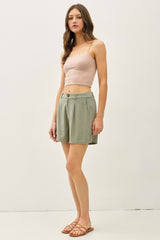 Dusty Spruce Linen Blend Shorts