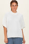 Off White Oversized Mock Neck Short Sleeve Sweater