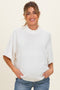 Off White Oversized Mock Neck Short Sleeve Maternity Sweater