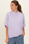 Lavender Oversized Mock Neck Short Sleeve Sweater