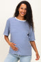 Royal Blue Oversized Striped Maternity Tee