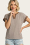 Mocha Striped Contrast Trim Top