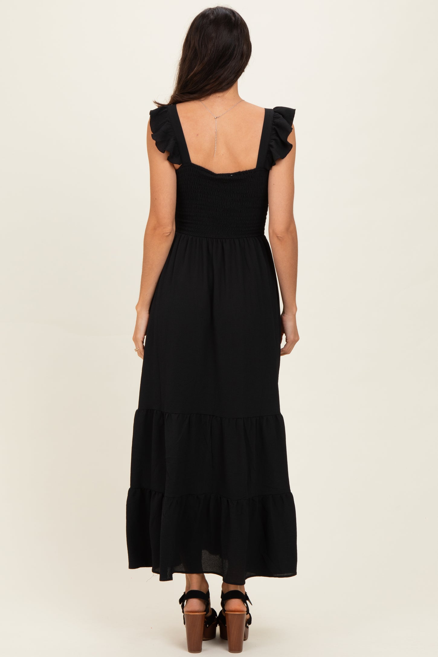 black smocked maxi dress Cupshe Abundance - Black Smocked dress Smocked Strapless Maxi Dress -
