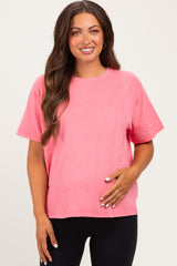 Pink Maternity Crew Neck T-Shirt