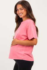 Pink Maternity Crew Neck T-Shirt