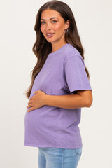 Purple Maternity Crew Neck T-Shirt