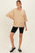 Beige Washed Oversized Crew Neck Maternity Top