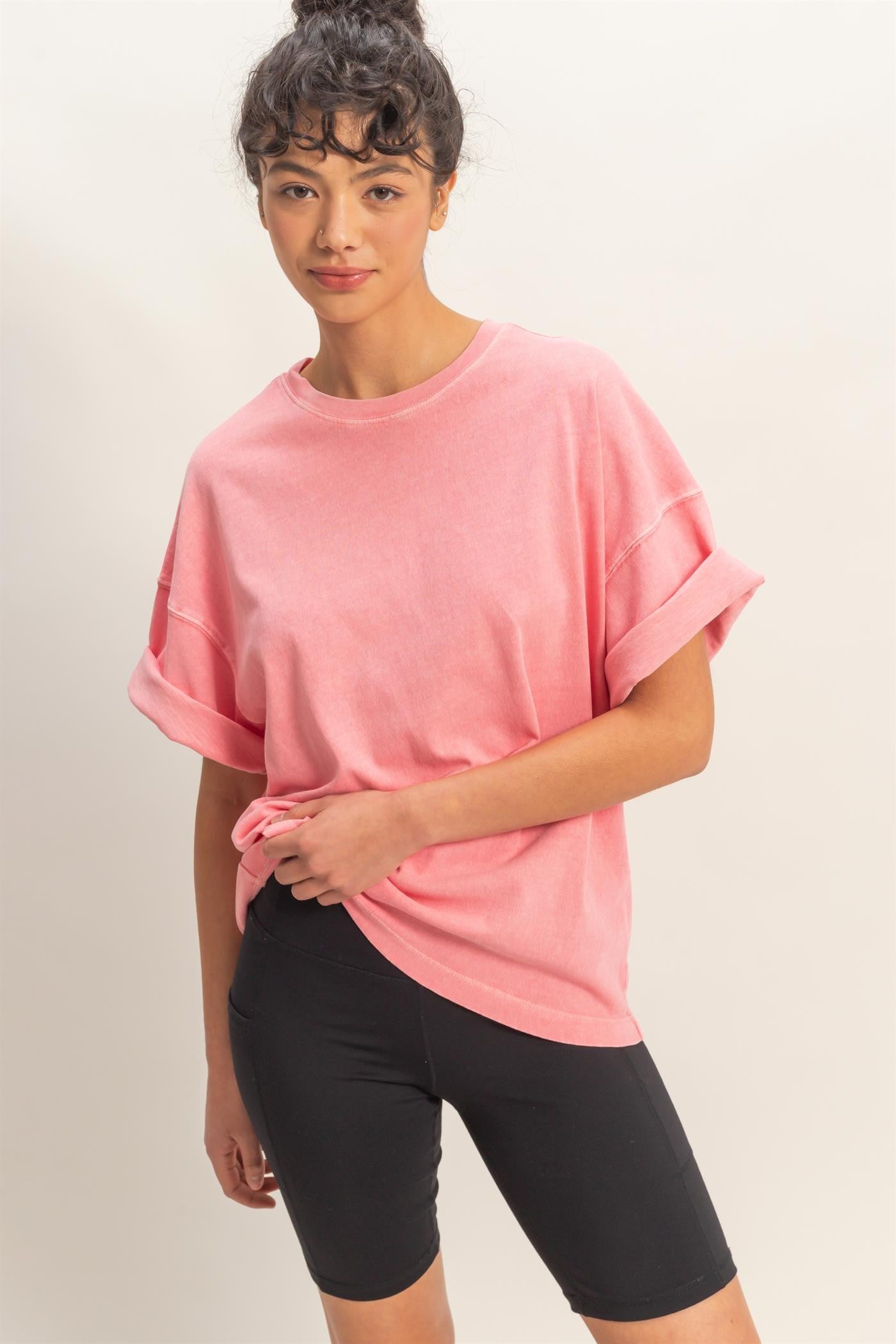 Pink Pigment Oversized Half-Sleeve T-Shirt