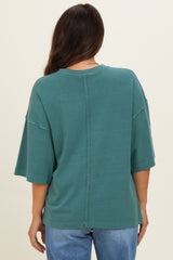 Dark Teal Pigment Oversized Half-Sleeve Maternity T-Shirt