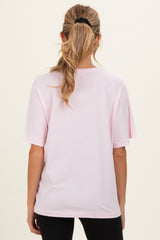 Soft Pink Oversized Short Sleeve Crew Neck Maternity T-Shirt