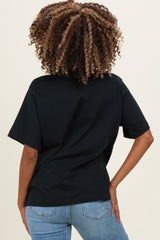 Black Oversized Short Sleeve Crew Neck Maternity T-Shirt