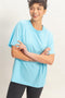 Blue Oversized Short Sleeve Crew Neck T-Shirt
