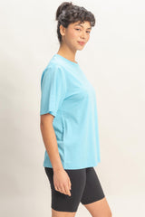 Blue Oversized Short Sleeve Crew Neck T-Shirt