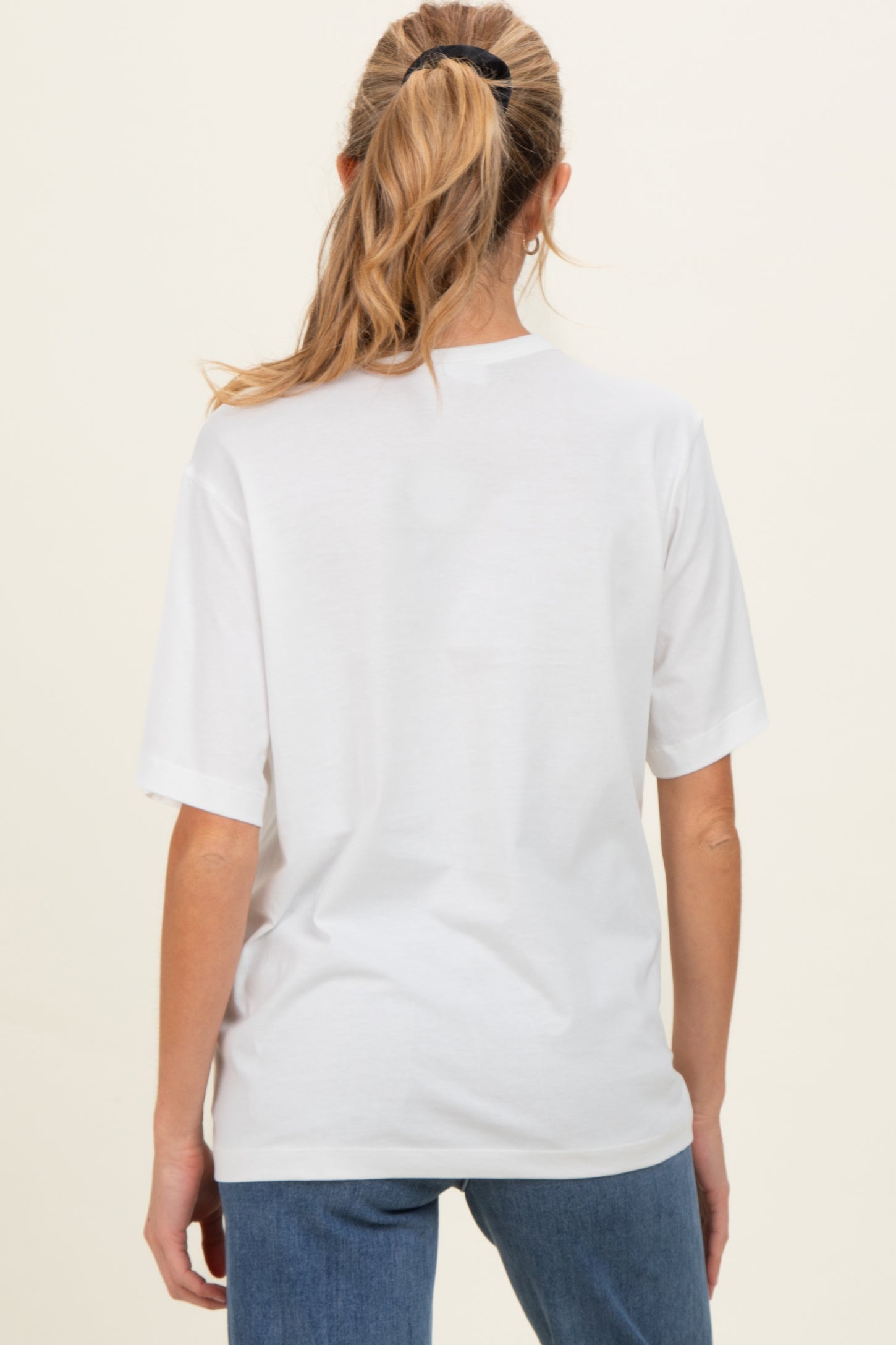 White Oversized Short Sleeve Crew Neck Maternity T-Shirt
