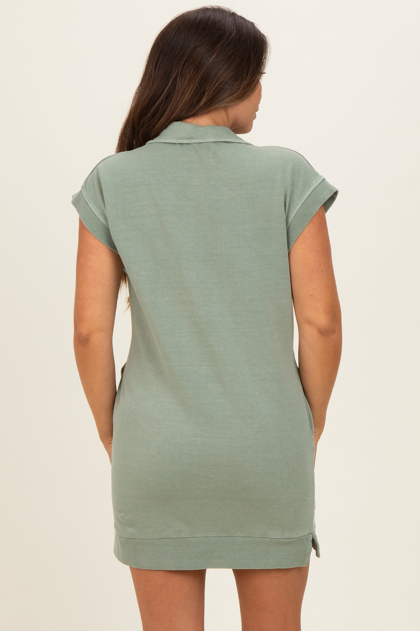 Sage Green Half Zip Up Mock Neck Maternity Mini Dress PinkBlush Sage Green Half Zip Up Mock Neck Maternity Mini Dress PinkBlush