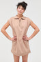 Taupe Half Zip Up Mock Neck Mini Dress