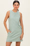 Sage Pigment Dyed Sleeveless Mini Dres