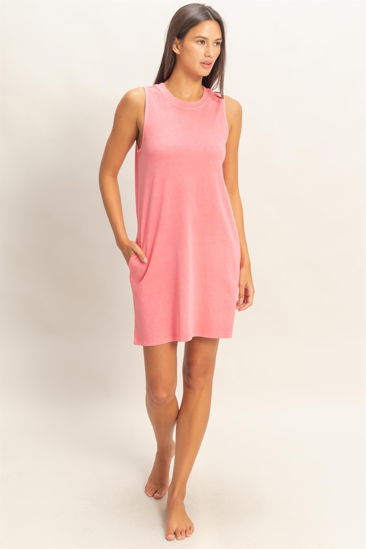 Pink Pigment Dyed Sleeveless Mini Dres – PinkBlush