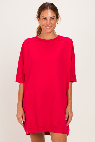 Watermelon Red Oversized T-Shirt Dress