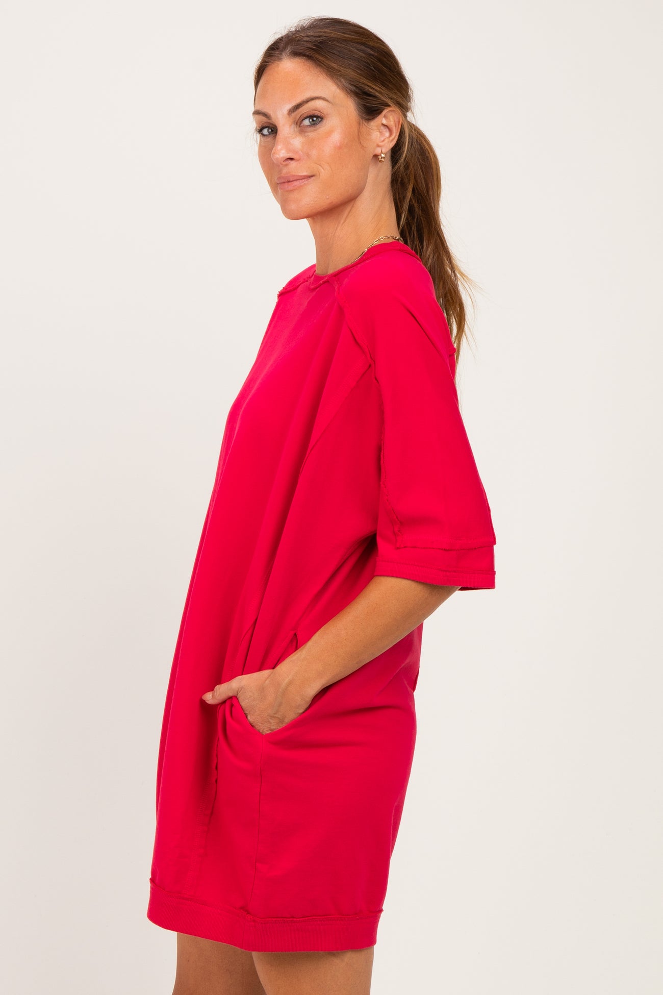 Watermelon Red Oversized T-Shirt Dress