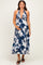 Navy Halter Neck Open Back Maternity Midi Dress