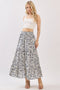 Cream Tiered Floral Print Maxi Skirt