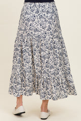 Cream Tiered Floral Print Maternity Maxi Skirt
