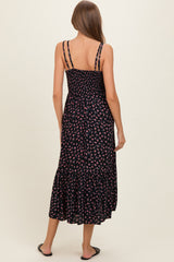 Black Floral Lace Detail Strappy Maternity Maxi Dress