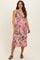 Pink Tropical Floral Twisted Front Cutout Maternity Midi Dress