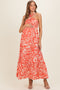 Coral Printed Halter Neck Keyhole Maternity Maxi Dress