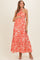 Coral Printed Halter Neck Keyhole Maternity Maxi Dress