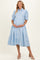 Light Blue Embroidered Maternity Midi Shirt Dress