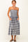 Black Plaid Smocked Strapless Midi Dress