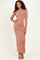Brown Open Back Scarf Neck Maxi Dress