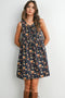 Dark Denim Floral Tie Front Mini Dress