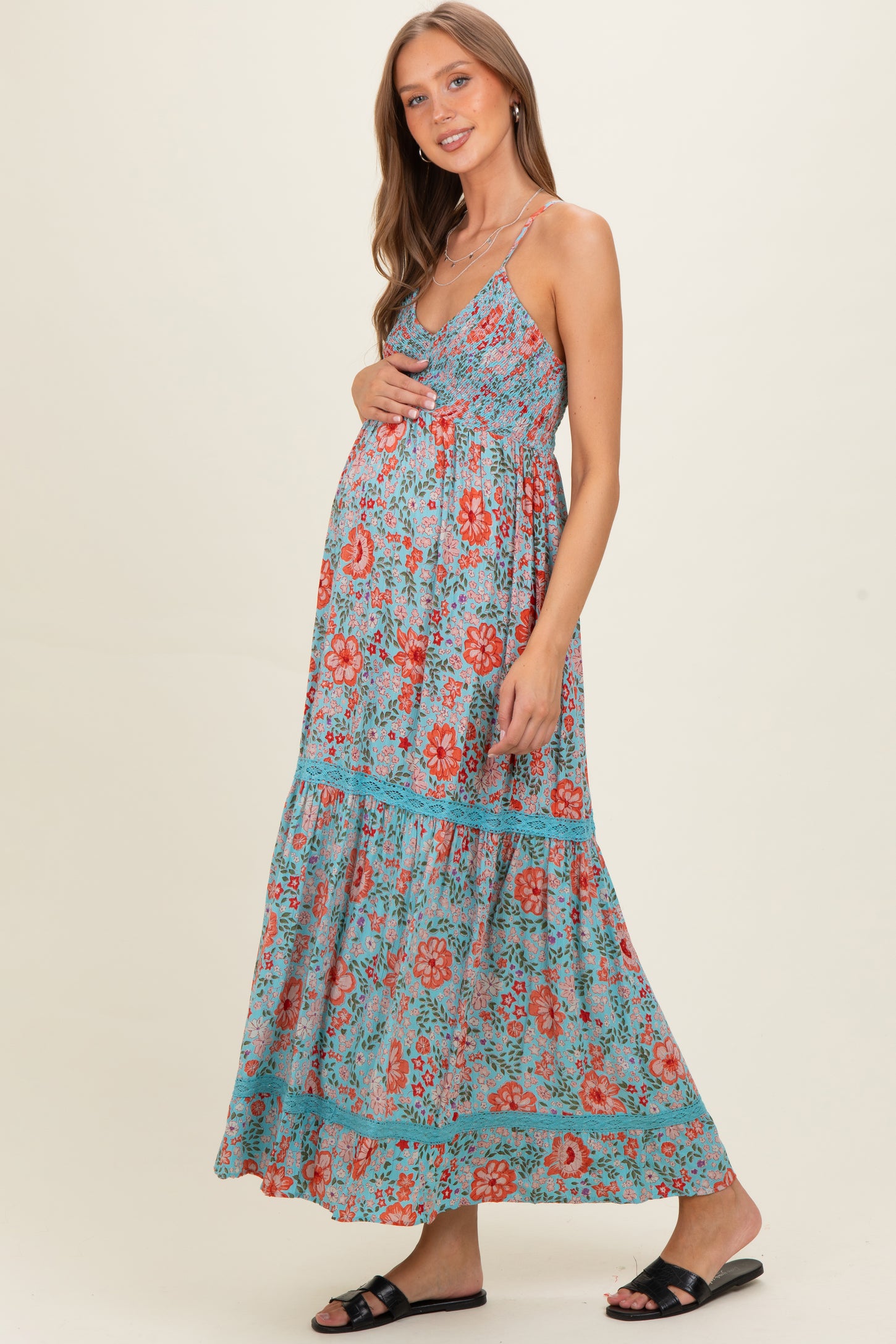 lace trim maternity dress Erin Leaf Lace Maternity Wedding Gown Ivory