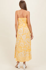 Yellow Floral Twisted Front Maternity Maxi Dress