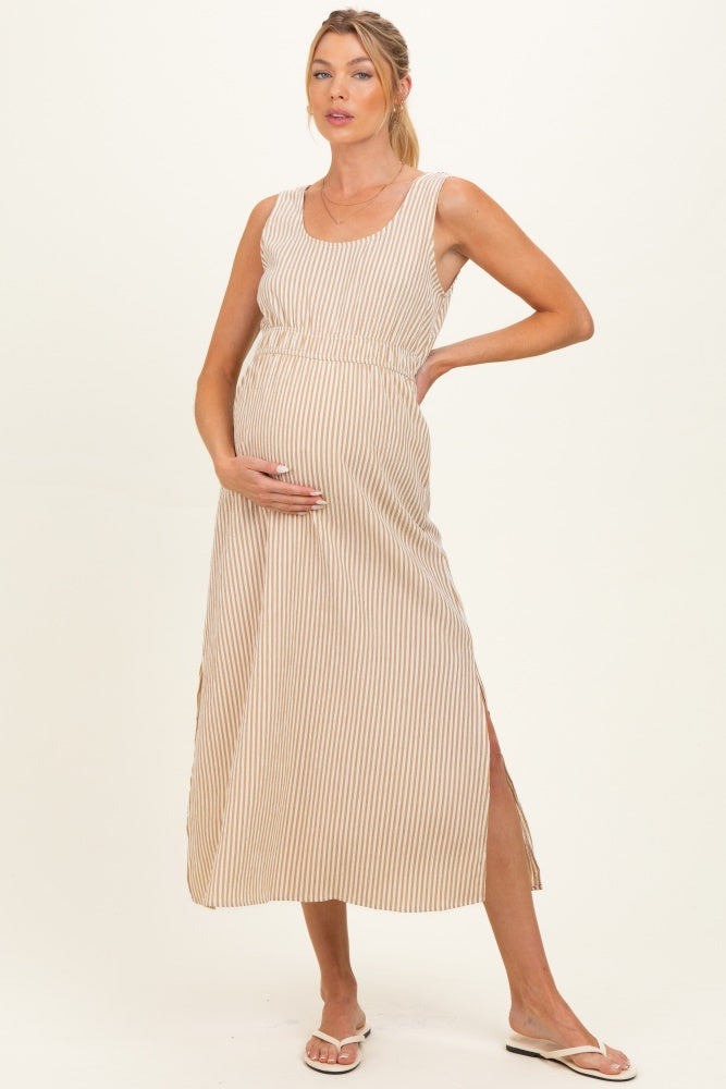 beige dress for pregnant women MaterniChic Maternity Elegant Solid Color Backless Dress For Pregnant Women,Summer  Baby Shower Photoshoot Yellow Dress,Beige Cream Love And Lemonade Clothes