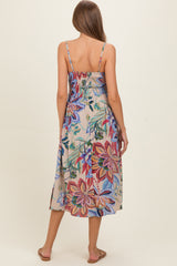 Grey Smocked Cinch Bust Maternity Midi Dress