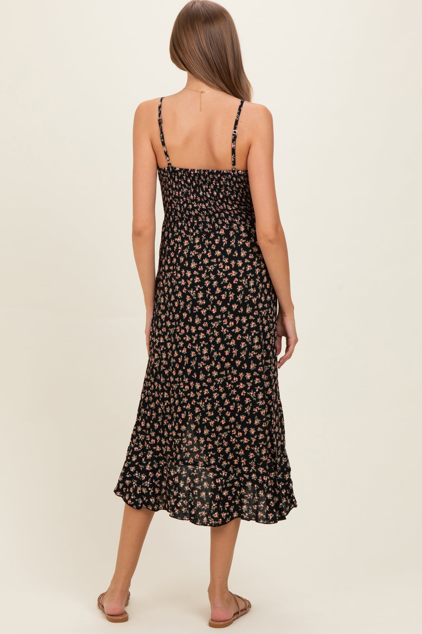 cut out front midi dress Black V Neck Twist Front Cut Out Side Ruffle Slit Maternity Midi Dress