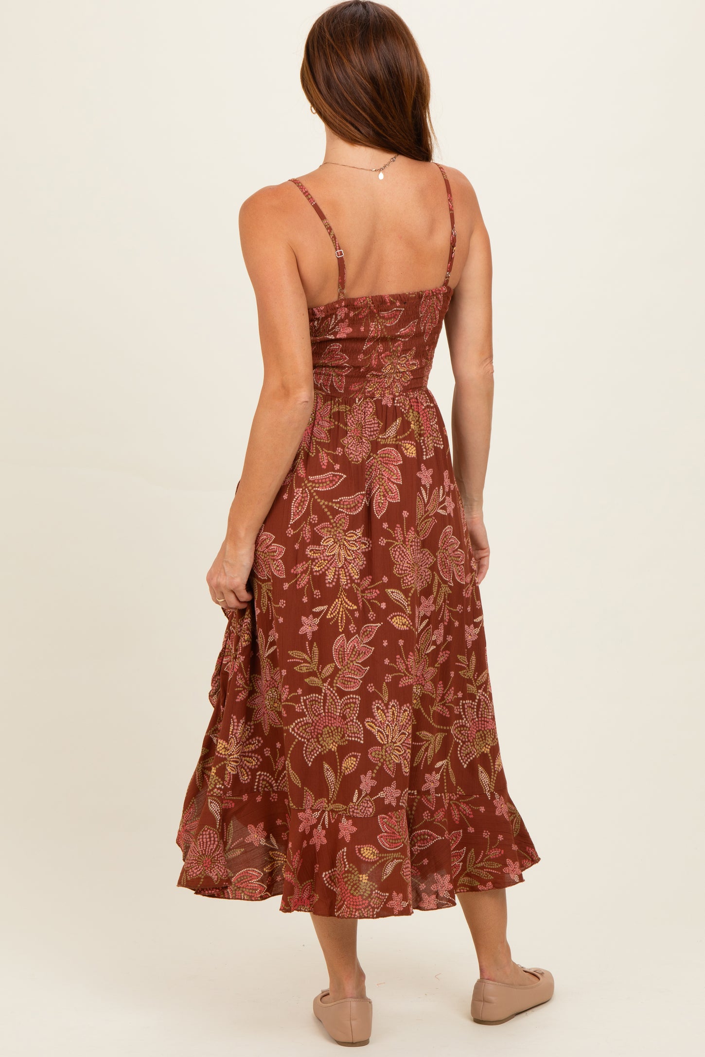 maternity dresses off the shoulder Spring/Summer Solid Hue Off-Shoulder with Layered Ruffle Maternity Dress Pink / XL
