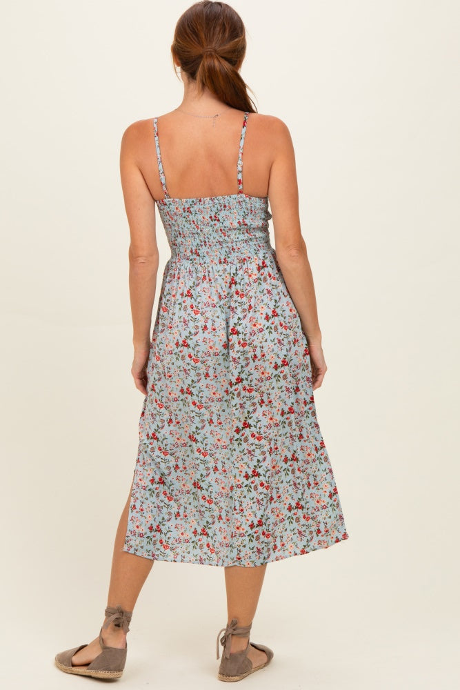 front cutout midi dress Pink Tropical Floral Twisted Front Cutout Midi Dress PinkBlush