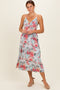 Blue Floral Twisted Front Cutout Midi Dress