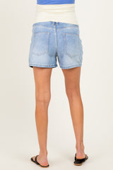 Light Blue Washed Maternity Denim Shorts